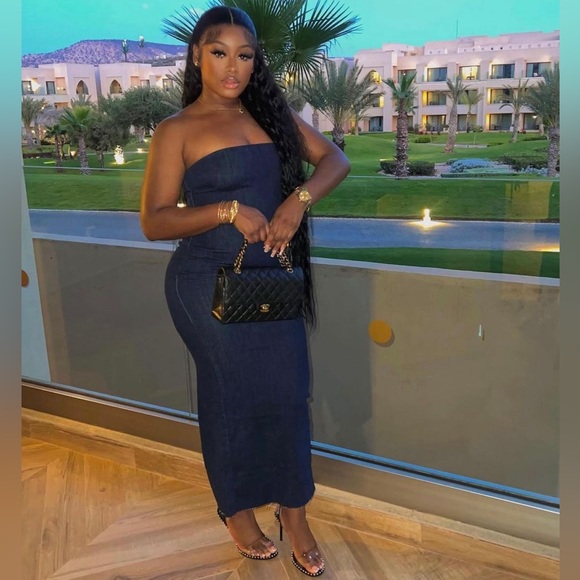 Zara ZW Strapless Denim Dress - Picture 12 of 17